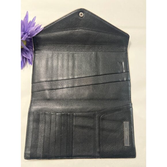 Liz Claiborne Black Leather Envelope Clutch Wallet - Picture 5 of 10